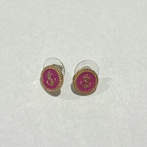 Gold and Pink Anchor Earrings